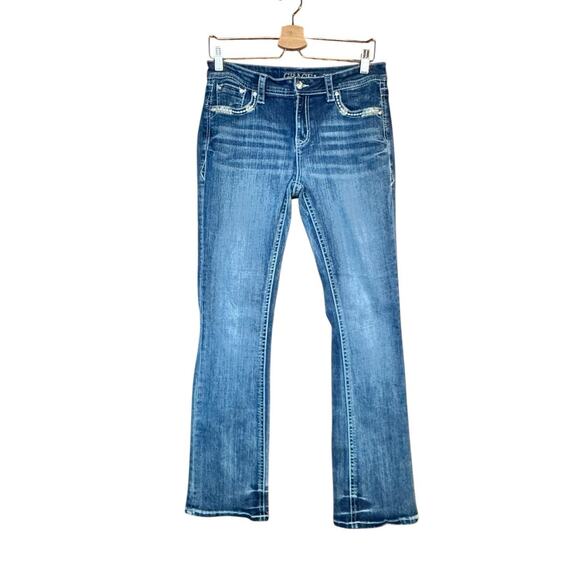Grace in LA Bootcut Jeans Sz 28 Western Cowgirl Boho Bling Rhinestone Pockets - Picture 1 of 8